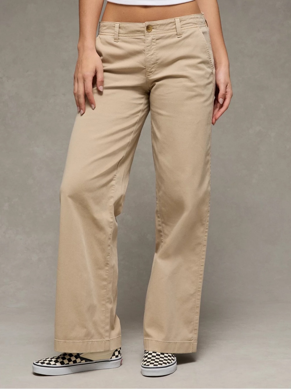 American Eagle Low-Rise Wide-Leg Khaki Pant